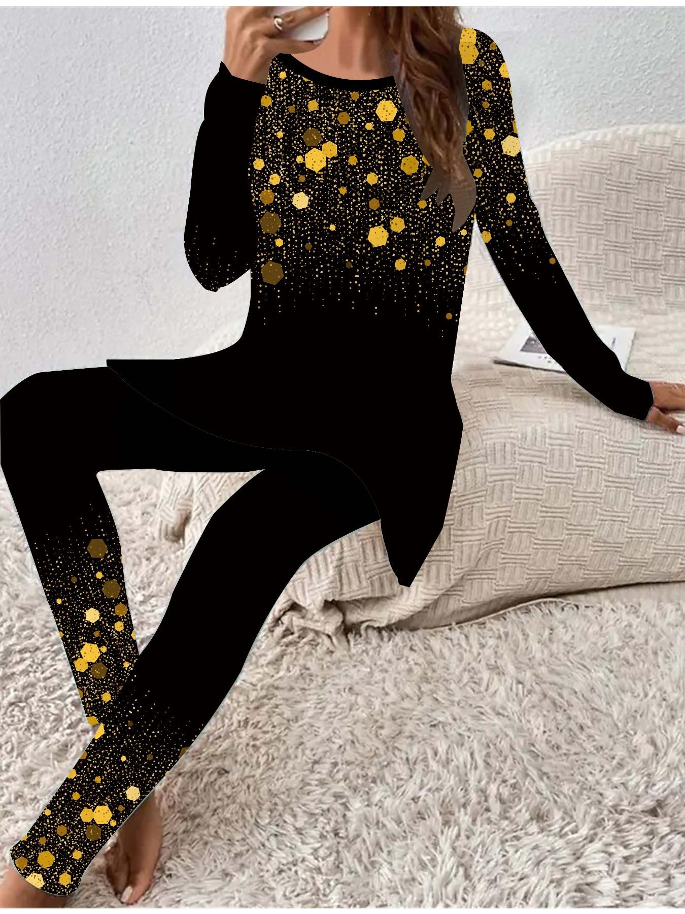 

Евро-американская мода 3D принт с бриллиантами Женская всесезонная футболка с длинным рукавом + Длинные брюки Комплект из двух предметов. Идеальный подарок на Новый год и Рождество 8XL оранжевый