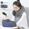 U-Shaped Ice Silk Memory Foam Neck Pillow for Cervical Support and Travel