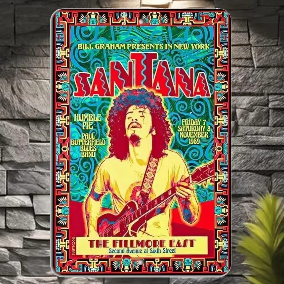 1PC 1969 Santana Fillmore East Concert Metal PosterVintage Rock Memorabilia Wall Art for Music Room Baror Collectors Display