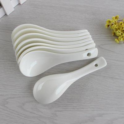 Czysto Biała Ceramiczna Łyżka - Mała Łyżka do Zupy do Użytku Hotelowego, Restauracyjnego lub Domowego