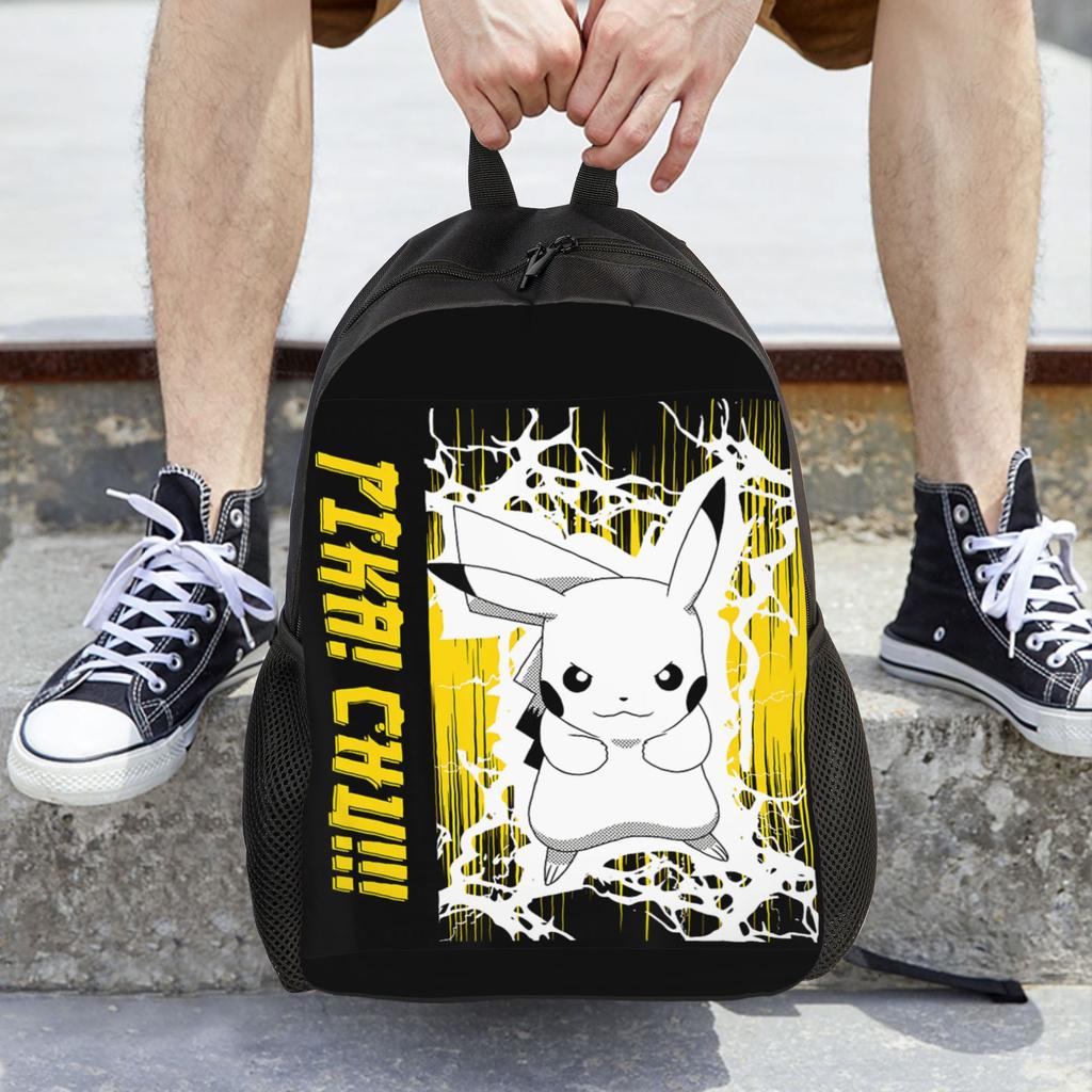 Pokemon Backpacks Pikachu Anime Lightning Scence Daypack Mochila School Retro Washable Rucksack