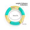 Retro Ethnic Gold Color Bent Pipe Irregular Imitation Turquoise Resin Splicing Elastic Bracelets for Women Bohemia Jewelry Gifts