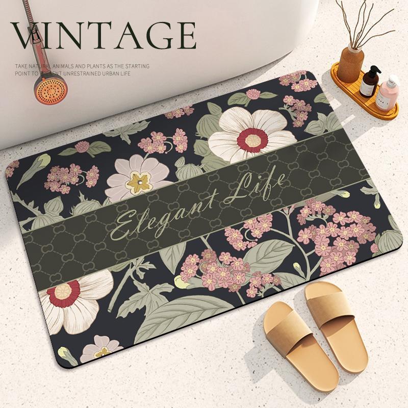 

American retro bathroom floor mat, toilet, toilet door non-slip foot pad, soft diatom mud absorbent pad, dirt-resistant carpet 40X60cm 15.7X23.6in