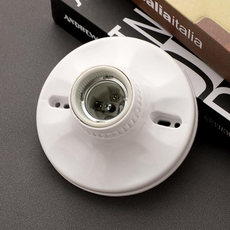 Ceiling-Mount E27 Ceramic Flat Lamp Holder with Screw Base