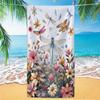 Dark Vintage Floral Moth Butterfly Beach Towel Boho Botanical Art Print Absorbent Quick Dry Soft Towel for Beach Pool Travel Use