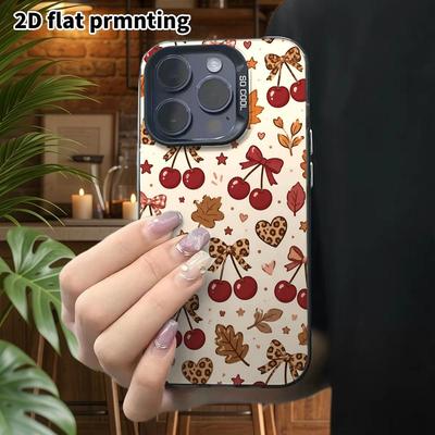 Phone Case: 2D Flat, Suitable for iPhone 18 17 16 15 14 13Pro In Rainbow Silver, Couple Style, Cherry Leopard Print, Christmas and Halloween Gifts