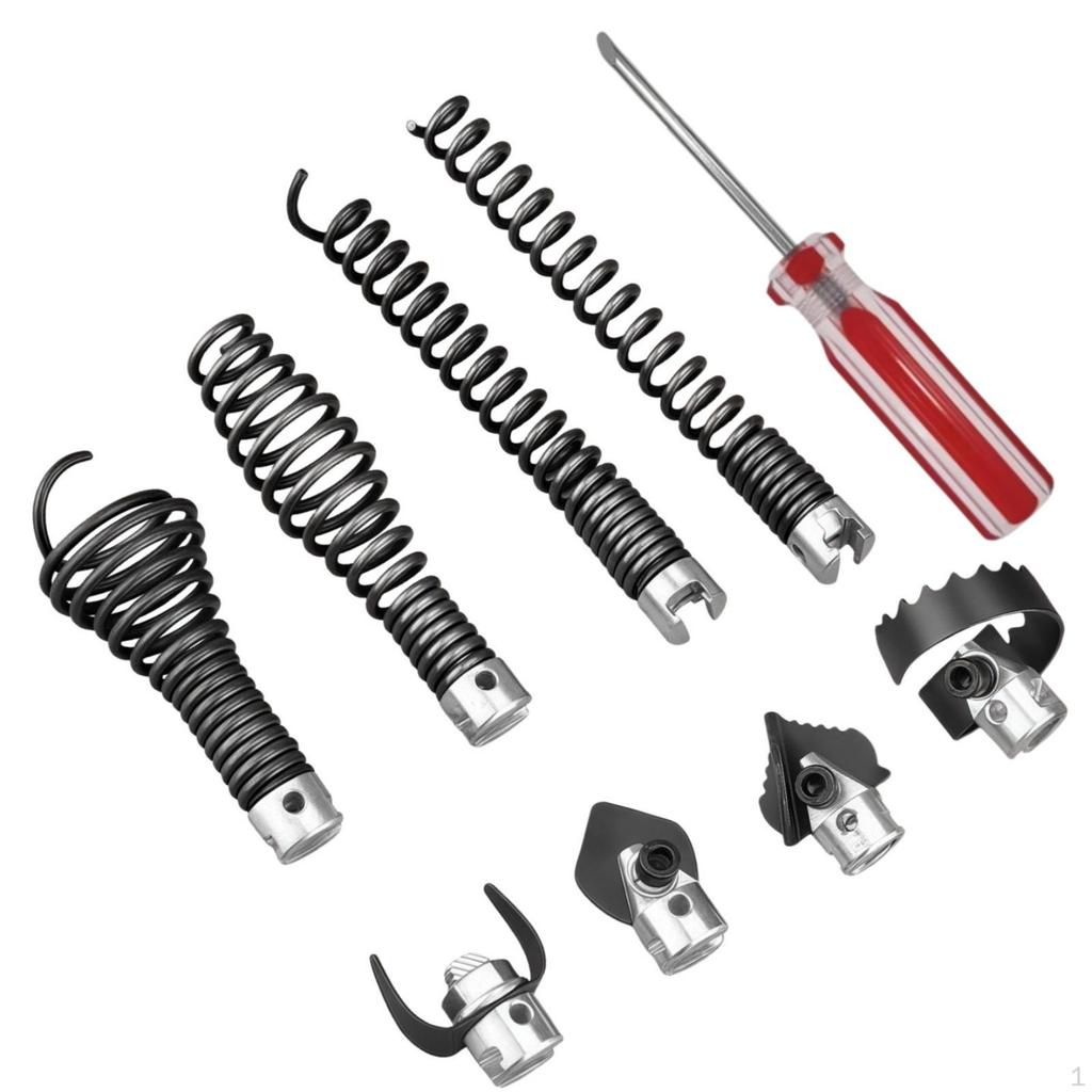 9 Pieces Drain Auger Kit Interchangeable Hardware Easy to Install for Homeowners