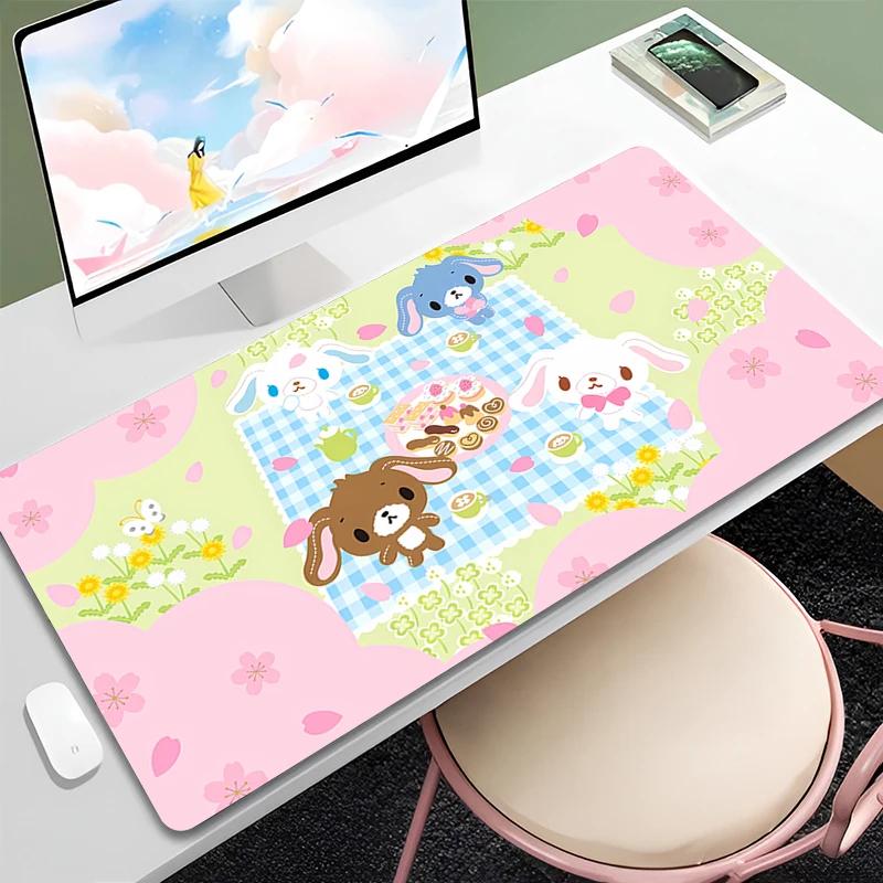 Pink Cute Mouse Pad Laptop SSugar Bunnies Nonslip Computer Mouse Mats Gamer Laptop Pad Pc Accessories Kawaii Mousepad Deskpad