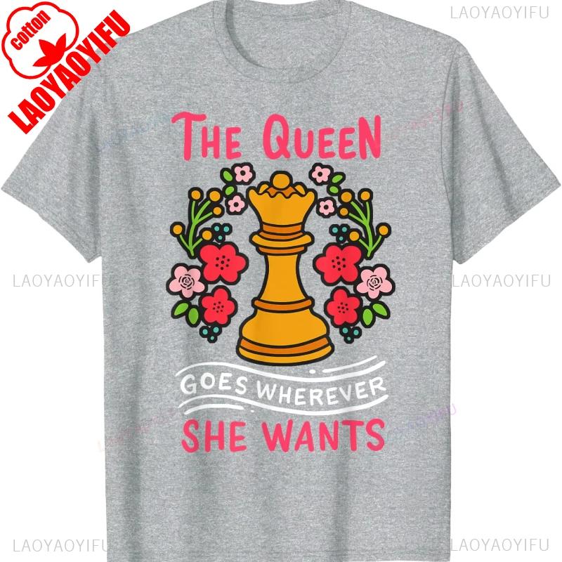 ChessUnisex Chessboxing Queen Chess Player Gift Printed Tshirt Tops Crewneck High Quality Cotton Ladies Tops Tee Shirt Short