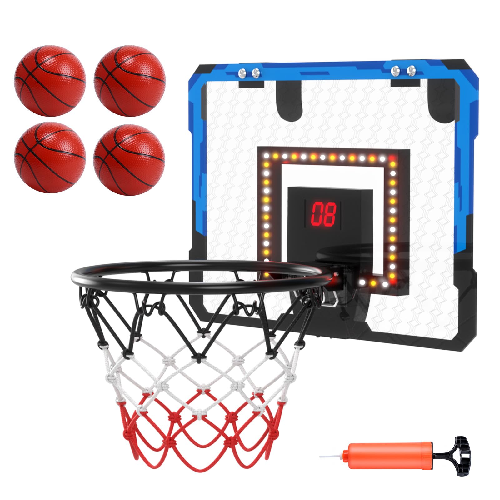 

Eaglestone Basketball Indoor Toy with LED Automatic Sound and Quiet Two Game Includes 4 Foldable for Easy Suitable for Middle and Elementary Christmas синий