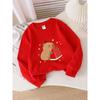European Sizes Kids' Crewneck Sweatshirt - Cute Bear Eating Watermelon Slice , Sportswear And Casual Wear, Soft And Comfortable, Children's Clothing