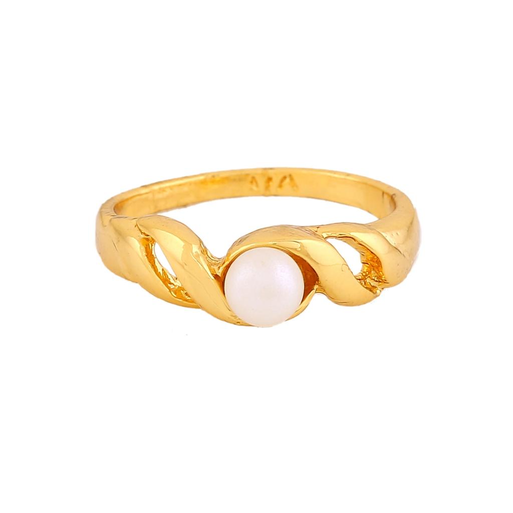 Women's Gold Plated Twisted Finger Ring Estele with Pearls