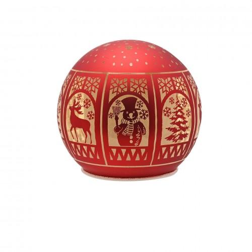 Regal Tidings Glass Light Up Globe Christmas Windows - Red