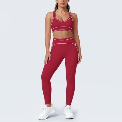 New Contrasting Colors Nude Beauty Back Tight Body High Elastic Sports Underwear Yoga Suit Running Fitness Two-piece Set