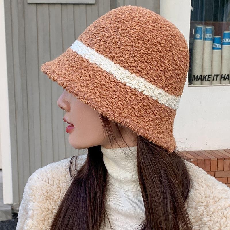 Шапка женская осенне-зимняя, плюшевая, теплая, рыболовная шапка с цветными блоками, корейская, большая, с окружностью головы, полосатая, вязаная шапка, модная