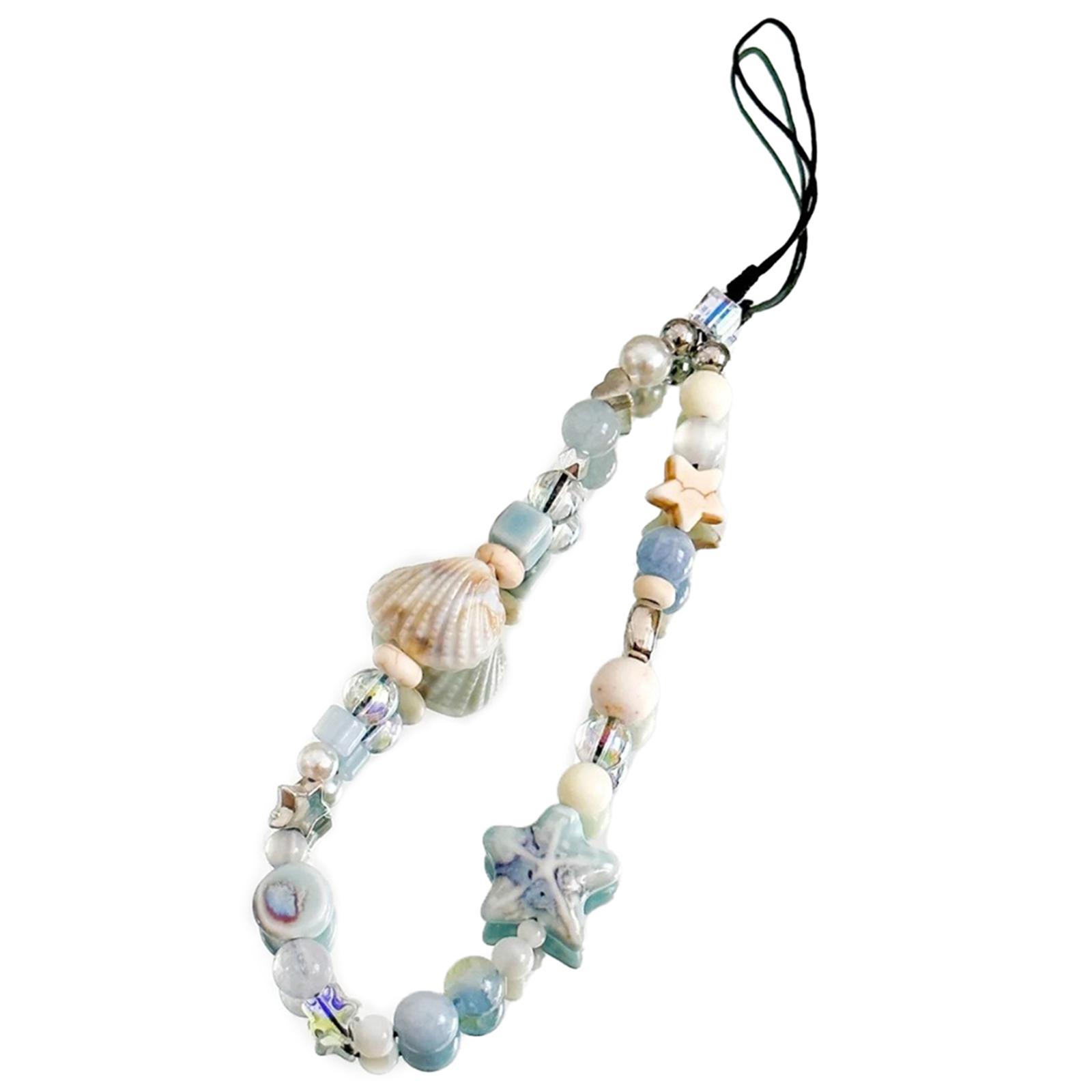 

Cute Shell Cell Phone Lanyard Strap Blue Ocean Design 25cm PVC Keyring Bag Pendant