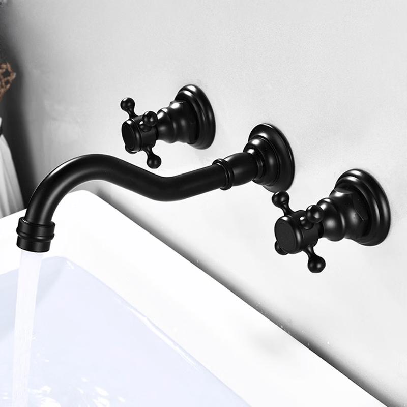TLXT Black Wall-Mounted Basin Faucet