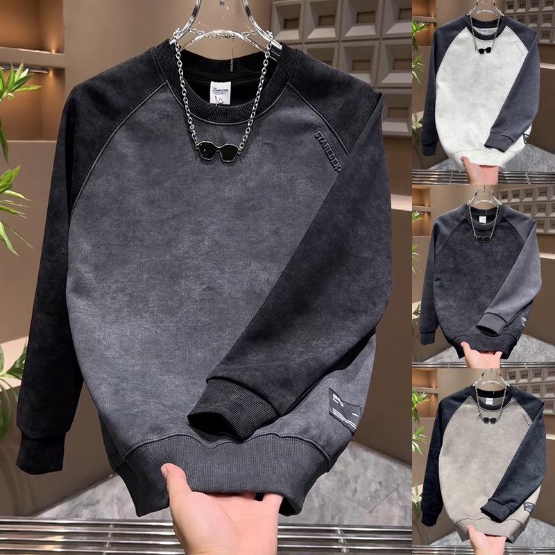Men's Luxury Tie-Dye Round-Neck Long Sleeve Shirt for Autumn/Winter