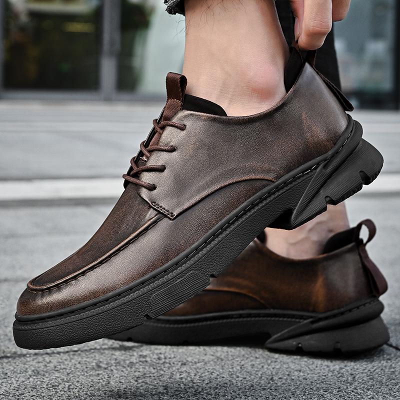 Autumn Brand Genuine leather Men Dress Shoes Lace Up Casual Black Leather Shoes Men Loafers Luxury Wedding Party Male Shoes men