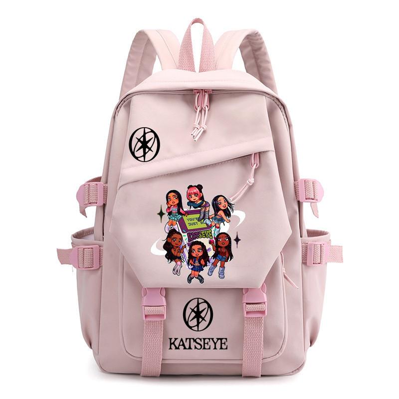 Jungen Mädchen KATSEYE Bedruckter Rucksack Schüler Schule Wasserdicht Leinwand Nylon Tasche