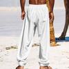 Men's Cotton Linen Thin Section Casual Trousers Straight Loose Printed Trousers Men's Summer Models
