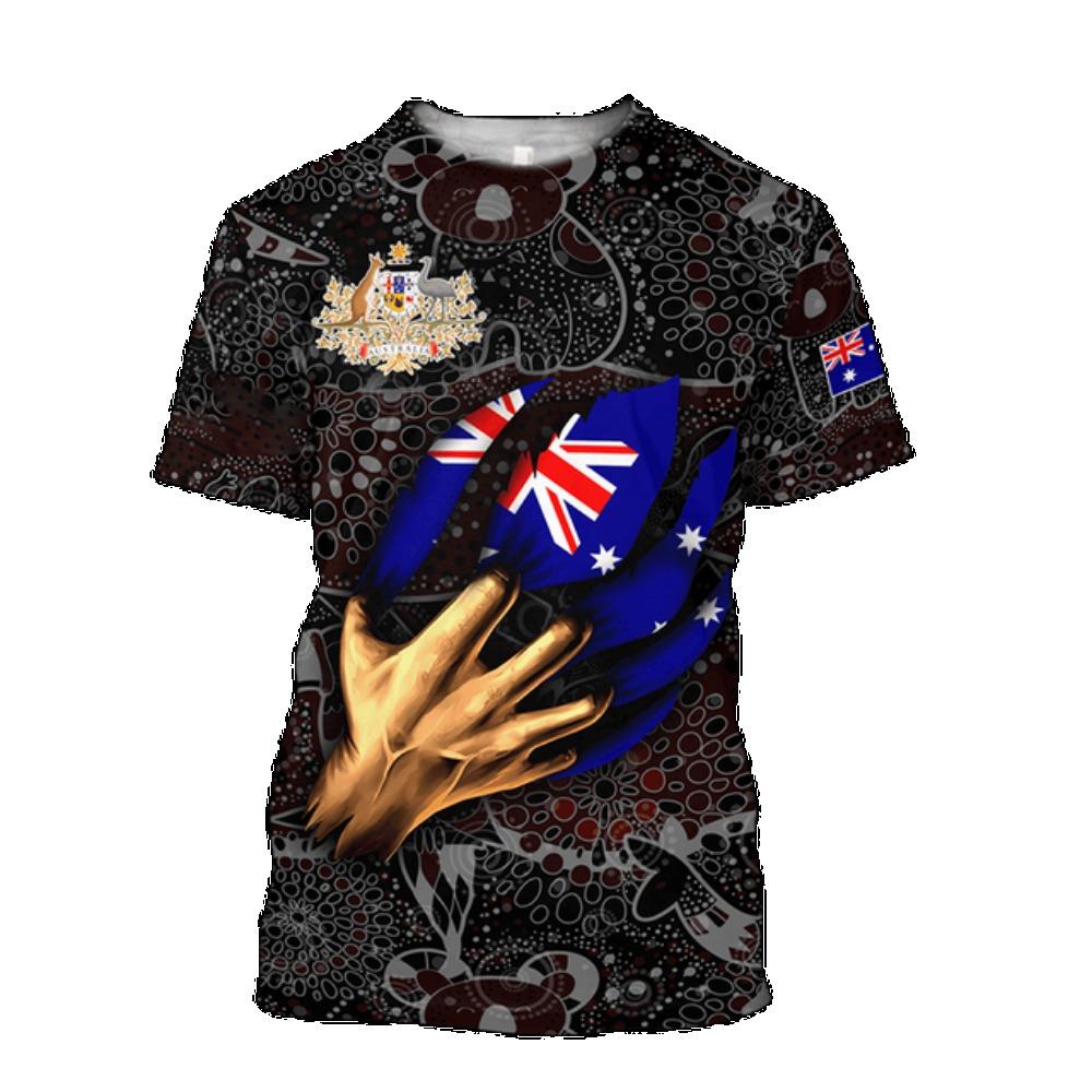 Heißes australisches Stil 3D-Druck Sommer Herren Rundhals-T-Shirt Lässig Kurzarm Übergroßer Pullover Modetrend Herrenbekleidung