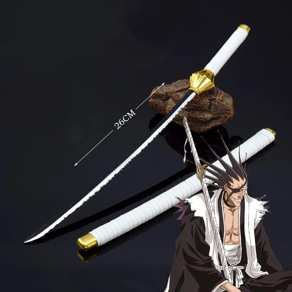 10inch Anime Bleach Katana Kurosaki Ichigo Sword Aizen Metal Ninja Knife Blade Real Size Japanese Katana Samurai Sabre Toy Gift