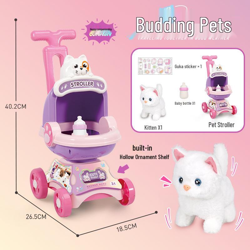 Children's Role-Playing Pet Stroller: Walking and Barking Electric Plush Doll