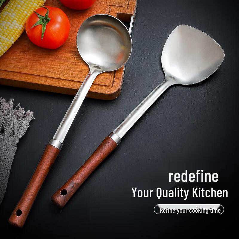 Food-Grade 304 Stainless Steel Ladle with Wooden Handle