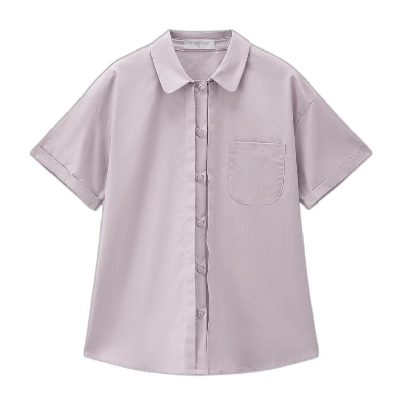 Giordano Women s Cotton Pleated Short Sleeve Commuter Shirt L