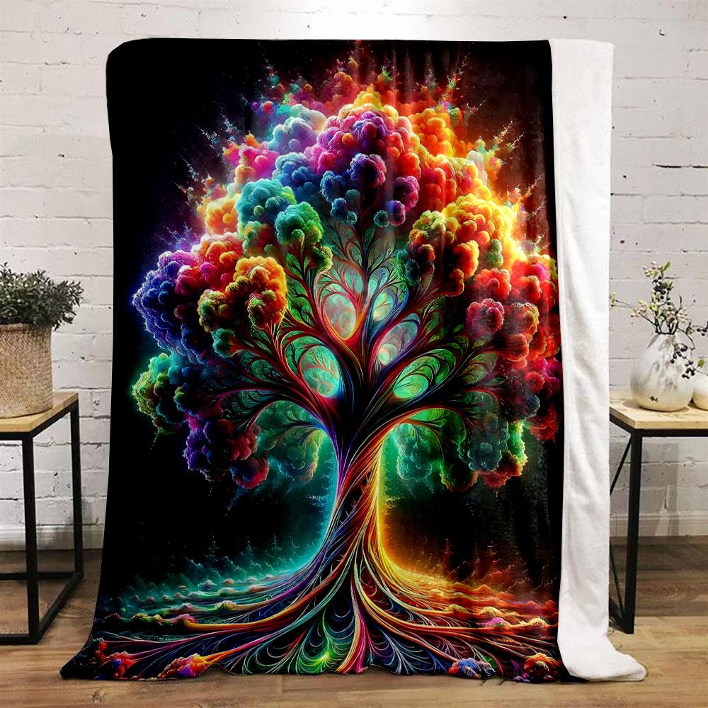 Colorful Trippy Tree Blanket bedroom Blanket for Livingroom Couch lunch break Soft throw for Friend's festival Gift