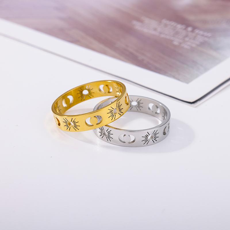Sun Moon Rings For Women Men Stainless Steel Ring Wedding Couple Rings Aesthetic Vintage Jewelry Party Gifts Anillos