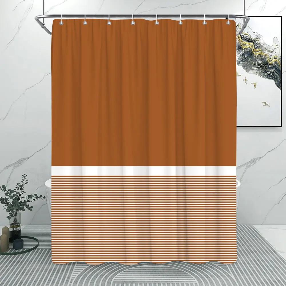Solid Colours and Lines Modern Minimalist Shower Curtain Colourful Geometric Polyester Fabric Home Shower Curtain Bathroom Decor