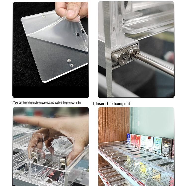 Wall-Mounted Acrylic Cigarette Display with Automatic Pusher