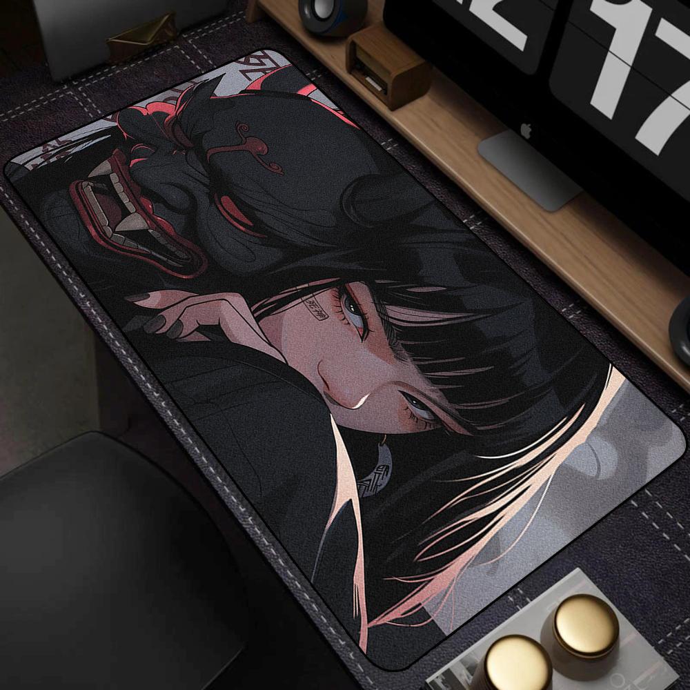 90x40cm Gaming Samurai Oni Mouse Pad Japan Mask Girl Deskmat Large Gamer Professional Premium Mousepad Speed Control Accessories