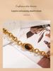 Ying Tai Stainless & Titanium Steel Bracelet with Tiger Eye and Natural Stone, High-Polished, 18k Gold-Plated, Retro European-American Style