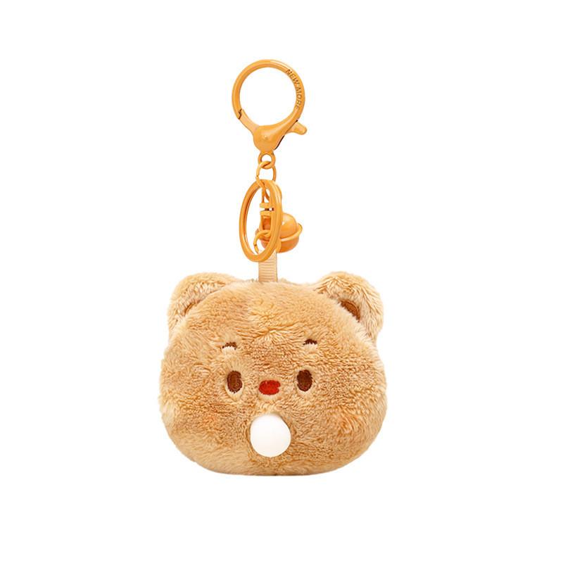 Adorable Cream Cartoon Bear Keychain With Bubble Blowing Feature Perfect For Plush Collectibles