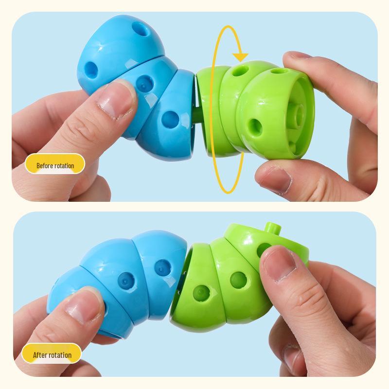 Large Particle Twisty Caterpillar Building Blocks for Ages 3-6: Early Education Puzzle