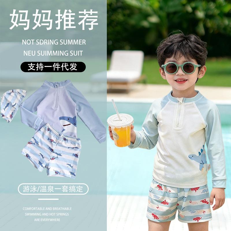Boys Quick Dry Swim Trunks Set Professional Summer Beach Training Vacation Comfortable Medium Large Kids Swimming Suit