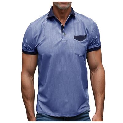 Sommer Herren Kurzarm Poloshirts Patchwork Mode Umlegekragen Polos Herren