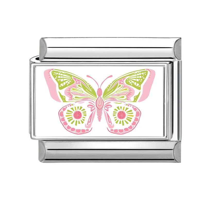 New Brilliant Colorful Flower Butterfly Series Italian Charm Links Fit 9mm Stainless Steel Bracelet Women Men DIY Making Jewelry