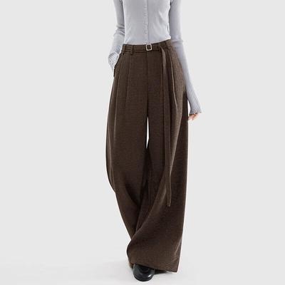 Pantalones Casuales de Pierna Ancha de Cintura Alta para Mujer