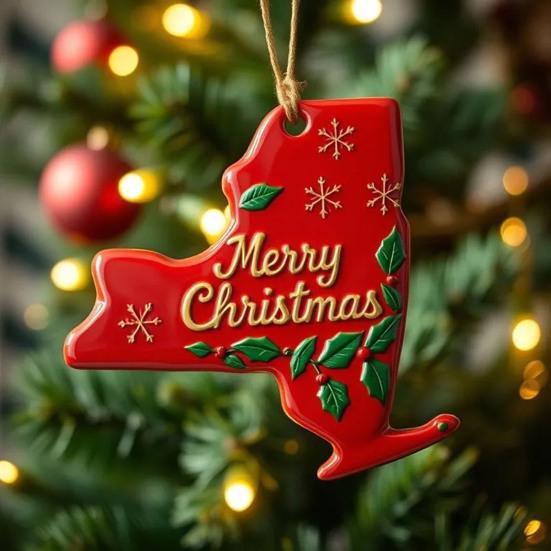 State Pride Christmas Ornaments Acrylic State Shaped Xmas Tree Hanging Decoration