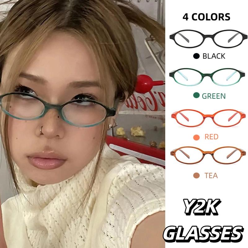 Retro Y2K Ovale Rahmen Brille Tragbar Blaulichtfilter Damenbrille Cosplay Kleine Rahmen Brille