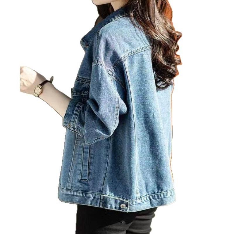Spring and Autumn Denim Jacket Women's Retro Fashion Casual Versatile Loose Skinny Jacket Small Temperament Top