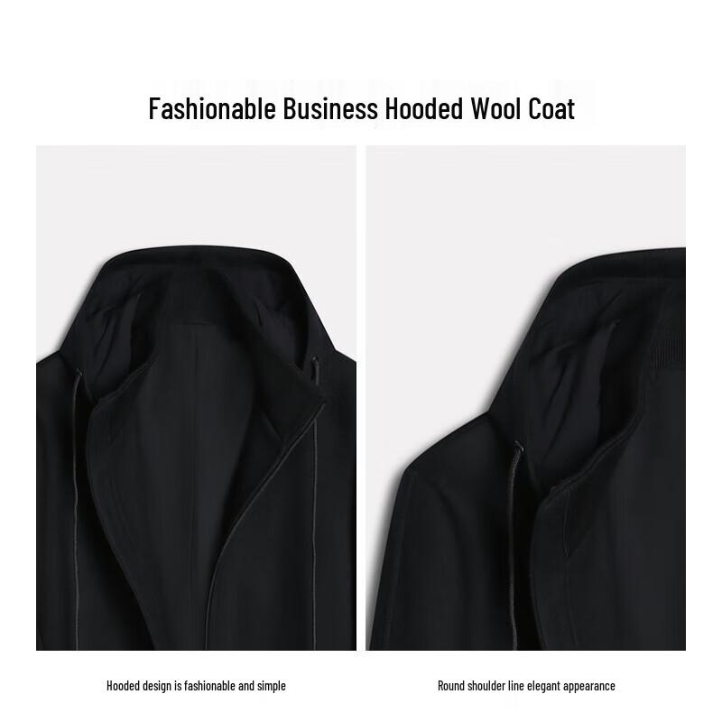 K-Boxing Men's Wool Blend Hooded Zipper Coat