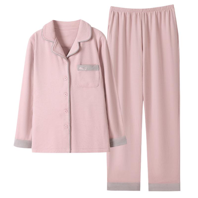 Pajamas Women'S Autumn And Winter Long-Sleeved Warm Island Fleece Thickened Coral Fleece Spring And Autumn Loungewear