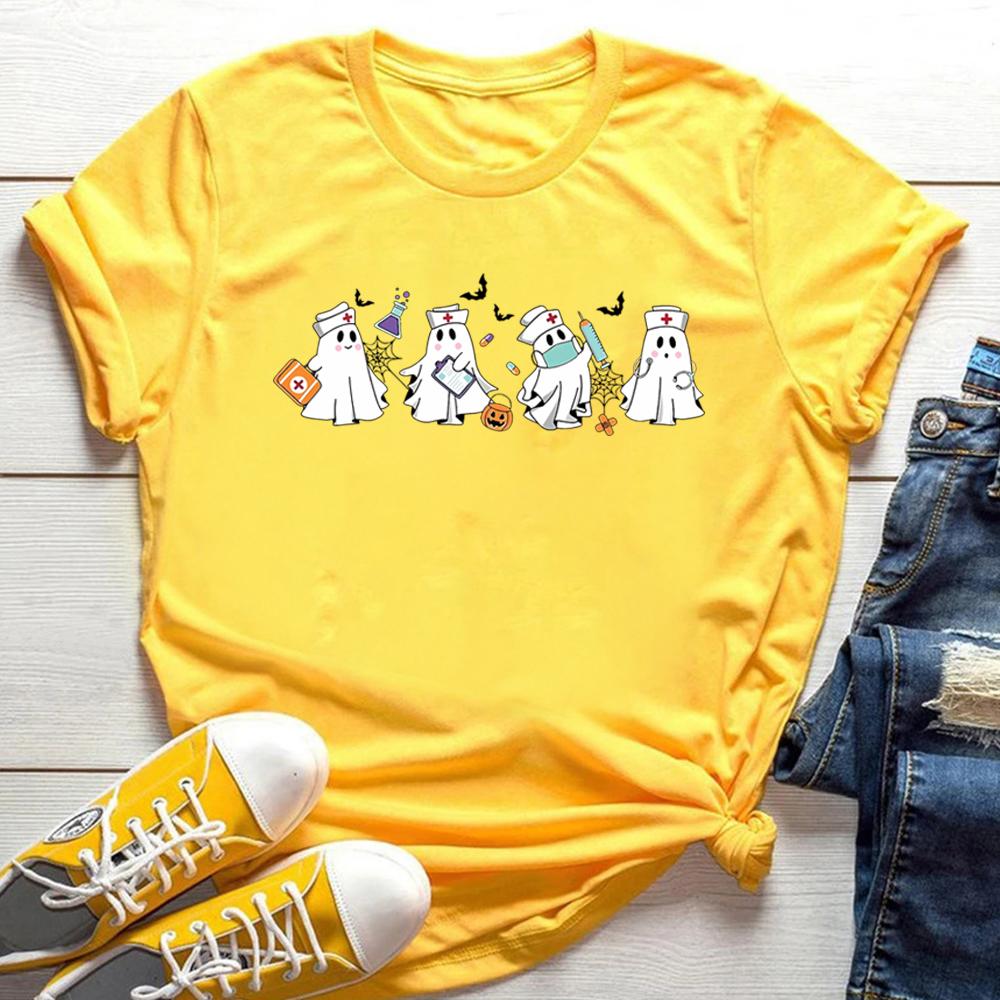 Halloween Nurse Shirt Boo Boo Crew Cute Ghost Nurse Graphic Tee Retro 90s Y2k Nursing Student Tshirt Funny Spooky Halloween Tops