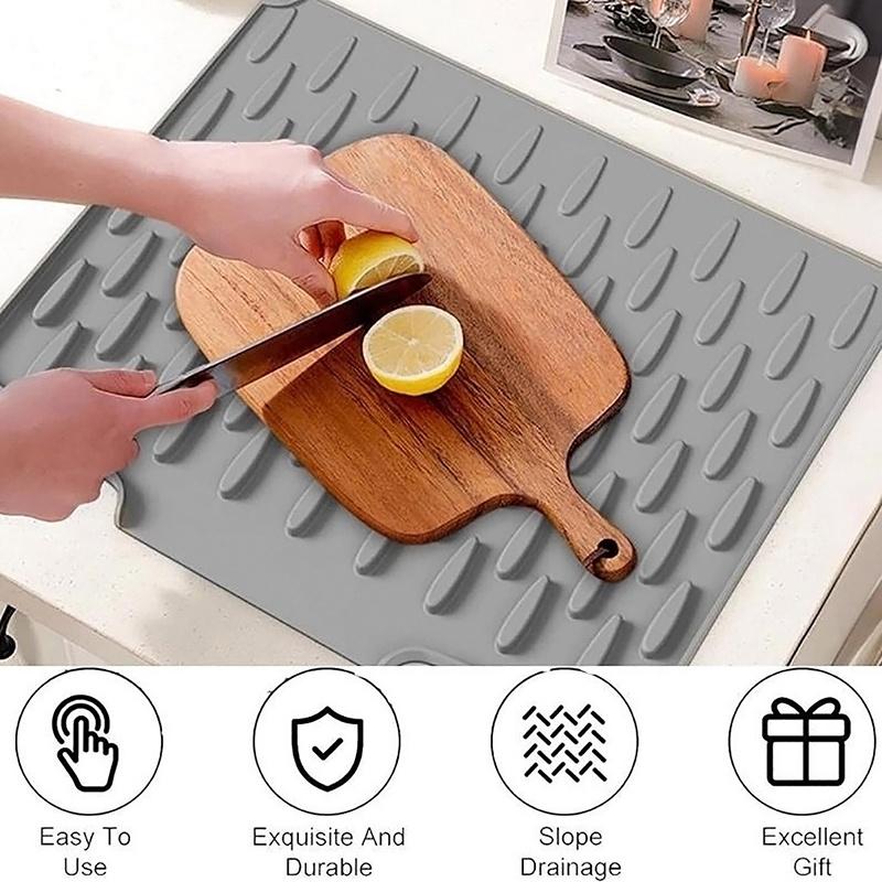 Silicone Kitchen Mat Shock Absorption Non Slip For Food Prep And Dish Drying