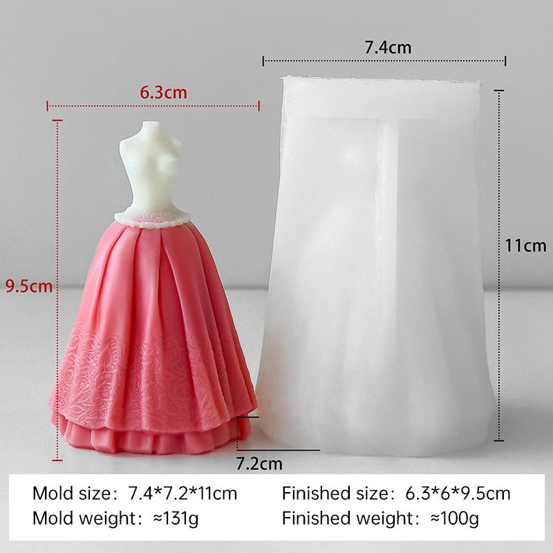 DIY Party Princess Dress Silicone Candle Mold Handmade Aroma Candle Plaster Wedding Dress Ornaments Molds Home Decoration